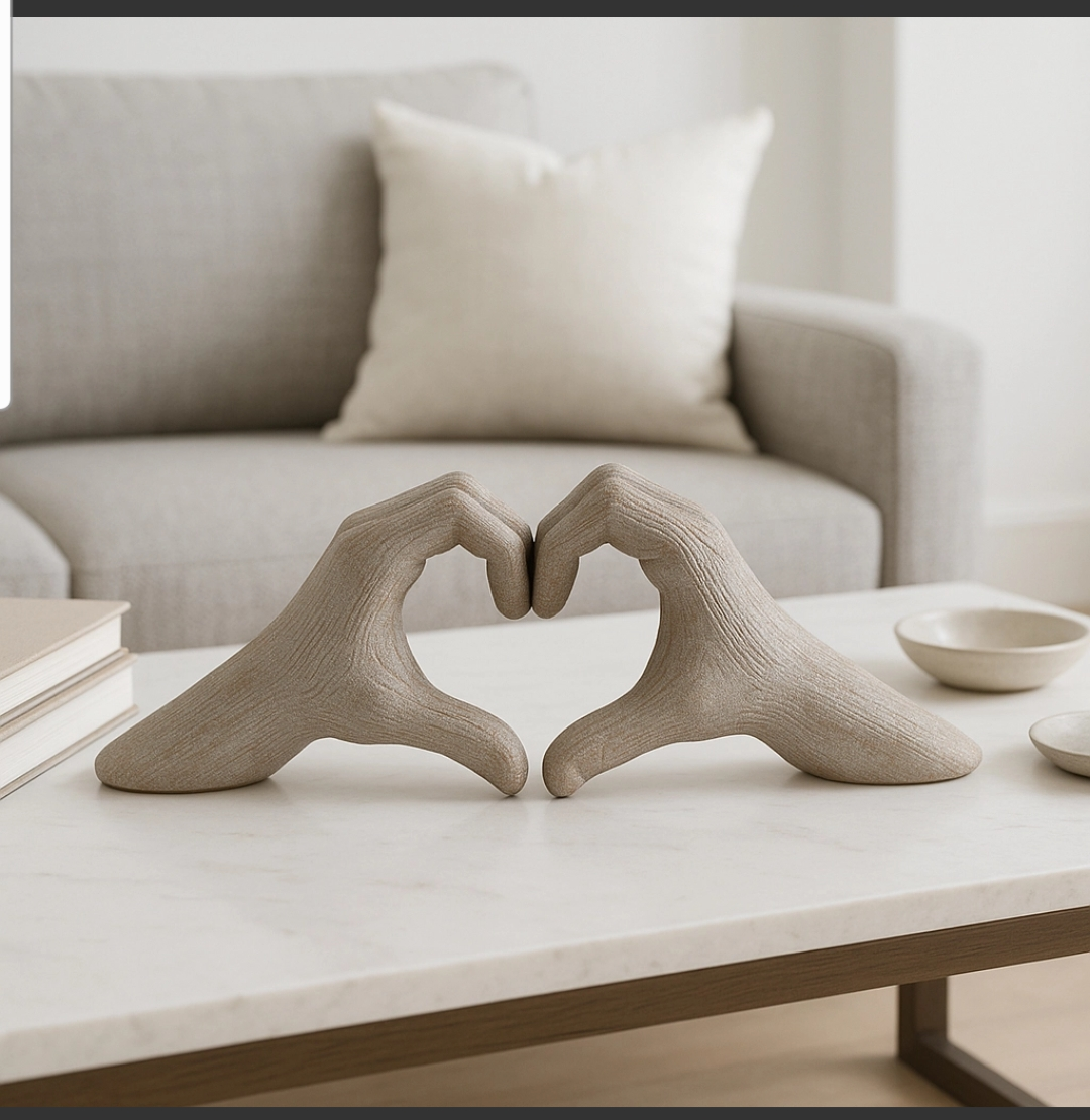 Ceramic Hand Heart Decorative Sculpture - Gold