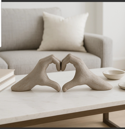 Ceramic Hand Heart Decorative Sculpture - Gold