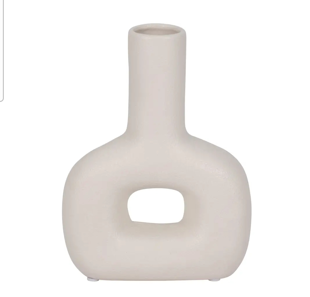 Decorative Vase - Ivory Ceramic - 8in.