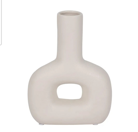 Decorative Vase - Ivory Ceramic - 8in.