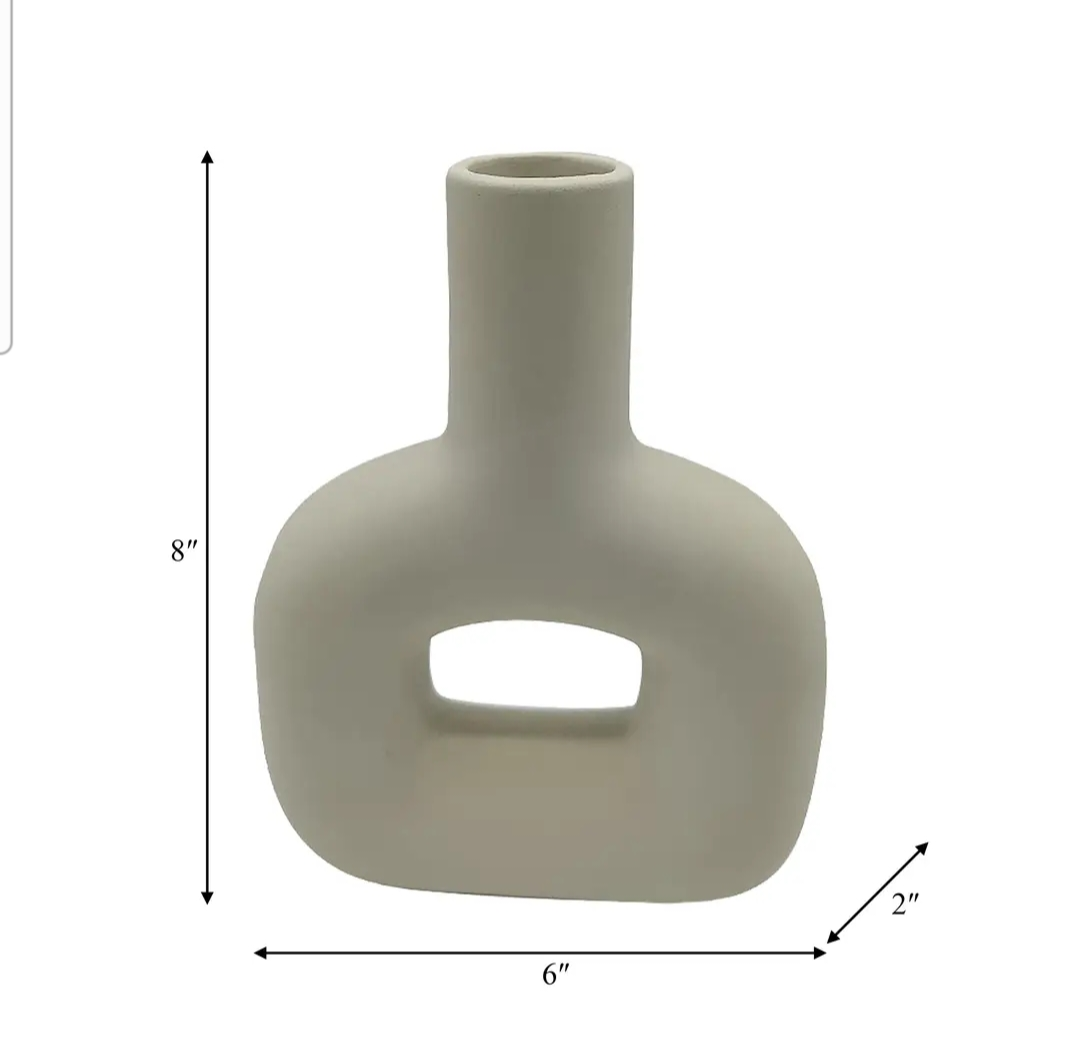 Decorative Vase - Ivory Ceramic - 8in.