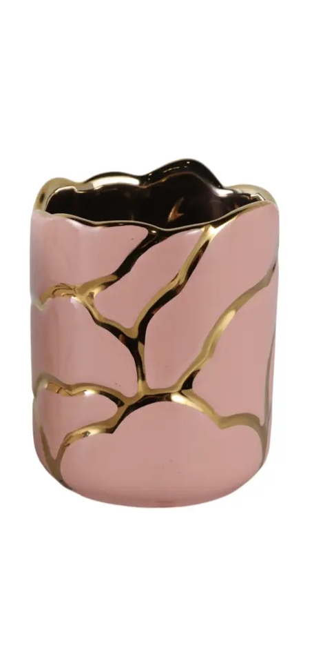 Pencil Cup Multi Ceramic Head in the Clouds, 5 in. Pink