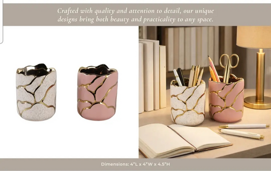 Pencil Cups Set of 2 Multi Ceramic Head in the Clouds, 5 in.