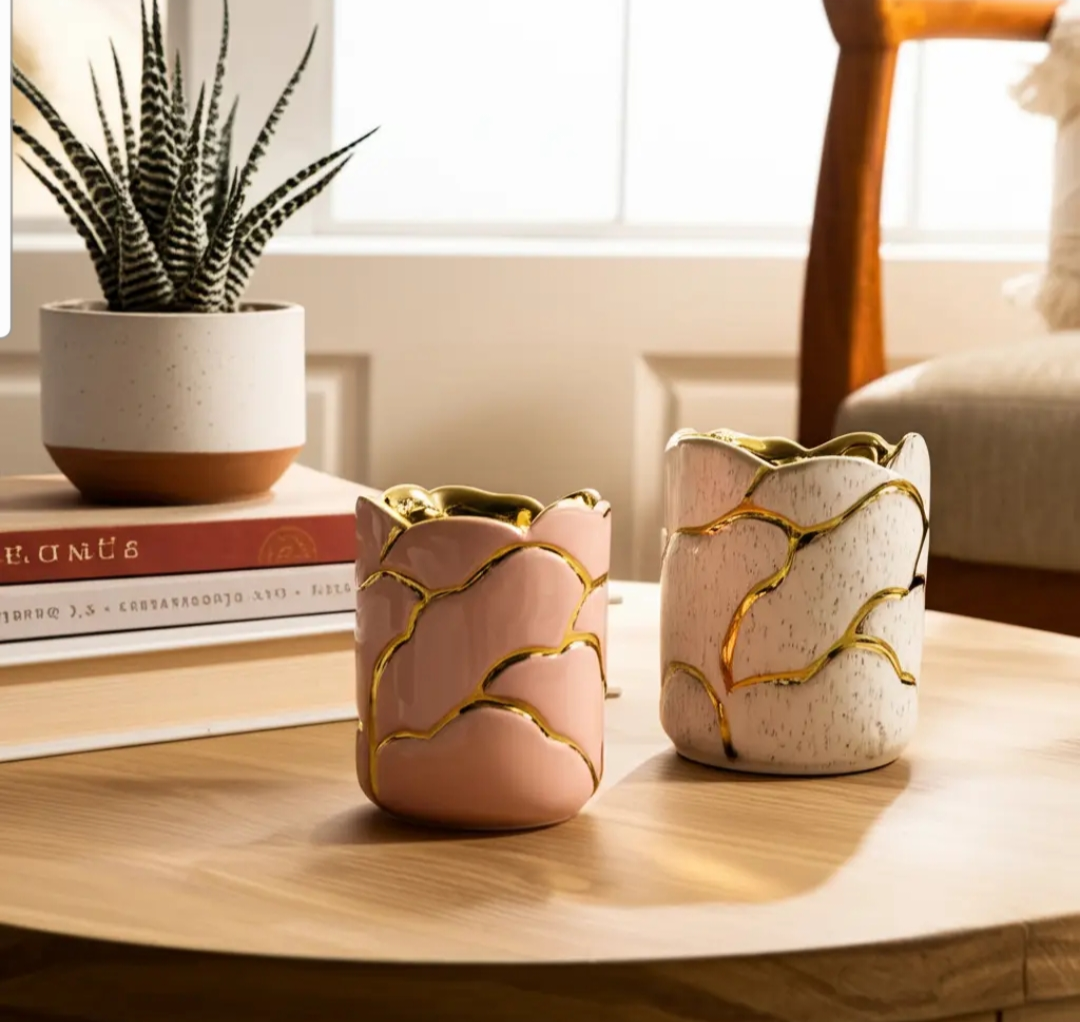 Pencil Cups Set of 2 Multi Ceramic Head in the Clouds, 5 in.