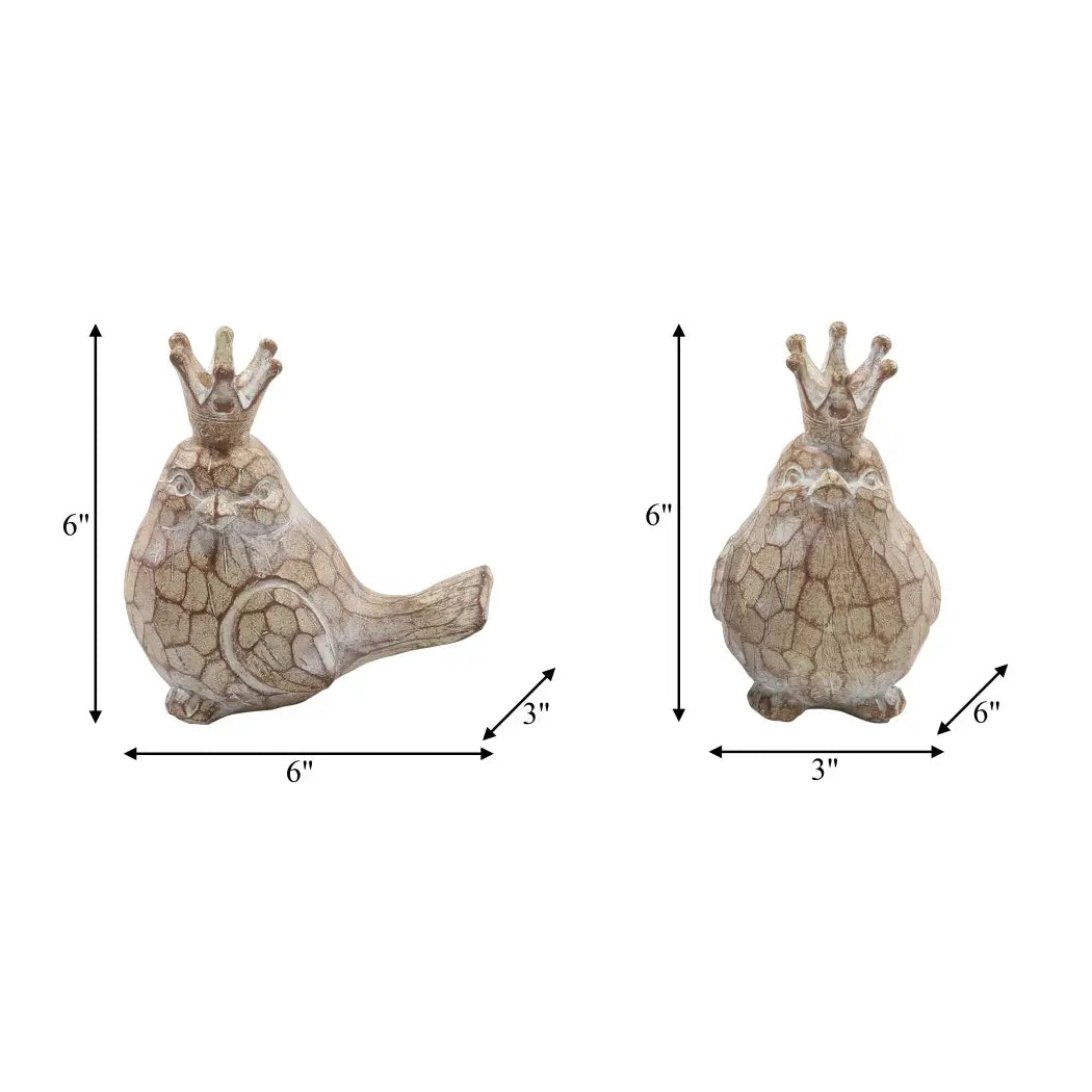 Resin Birds with Crown Figurines Set