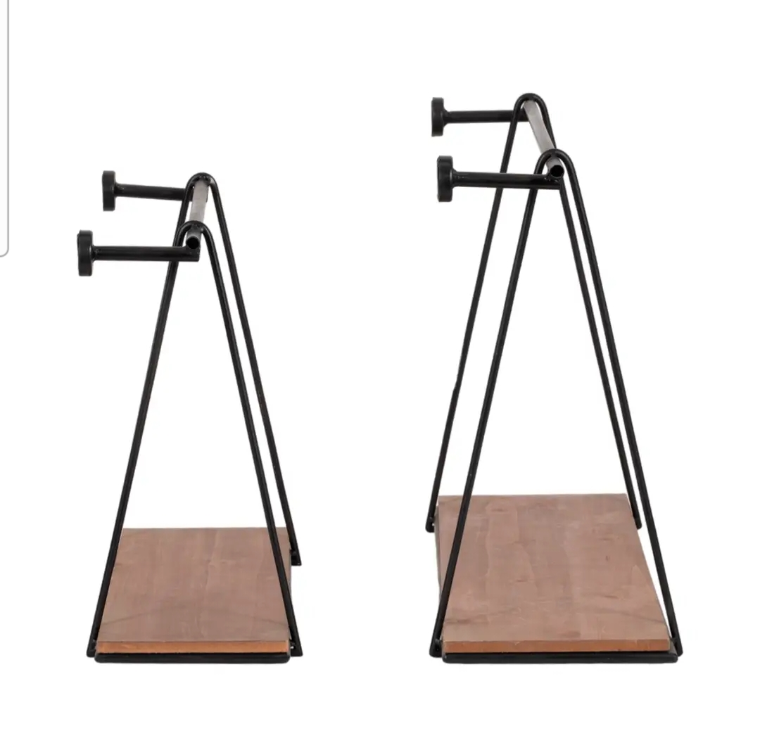 Wall Shelves Set of 2 - Black Wood Swing Like, 12/14 in.