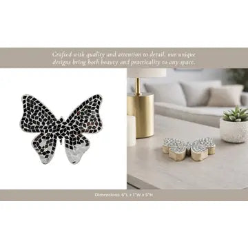 Wood Glass Mosaic Butterfly Figurine