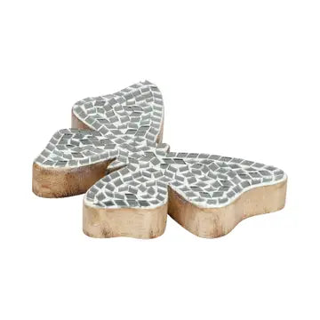 Wood Glass Mosaic Butterfly Figurine